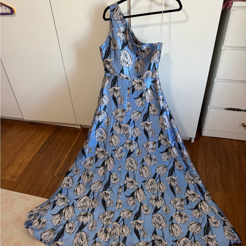 Elegant Blue Floral One-Shoulder Dress lulus NWT